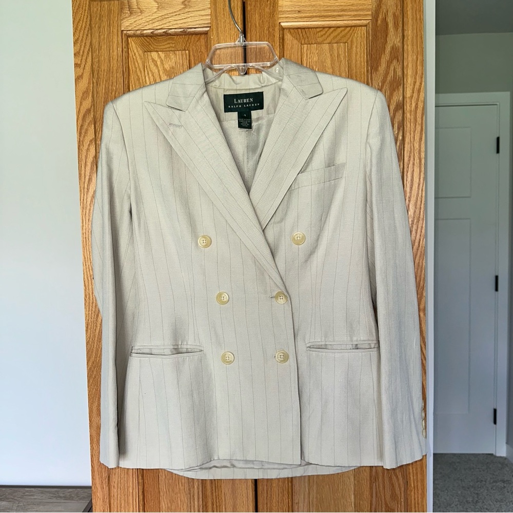 Lauren Ralph Lauren green label Double-Breasted Cream Blazer size 4